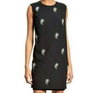Ted Baker London Mareey Rhinestone Paisley Black Sleeveless Tunic Sheath Size 0